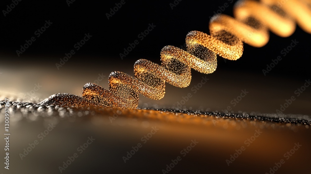 Aufkleber abstract helix design with golden particles forming a dynamic, glowing structure.