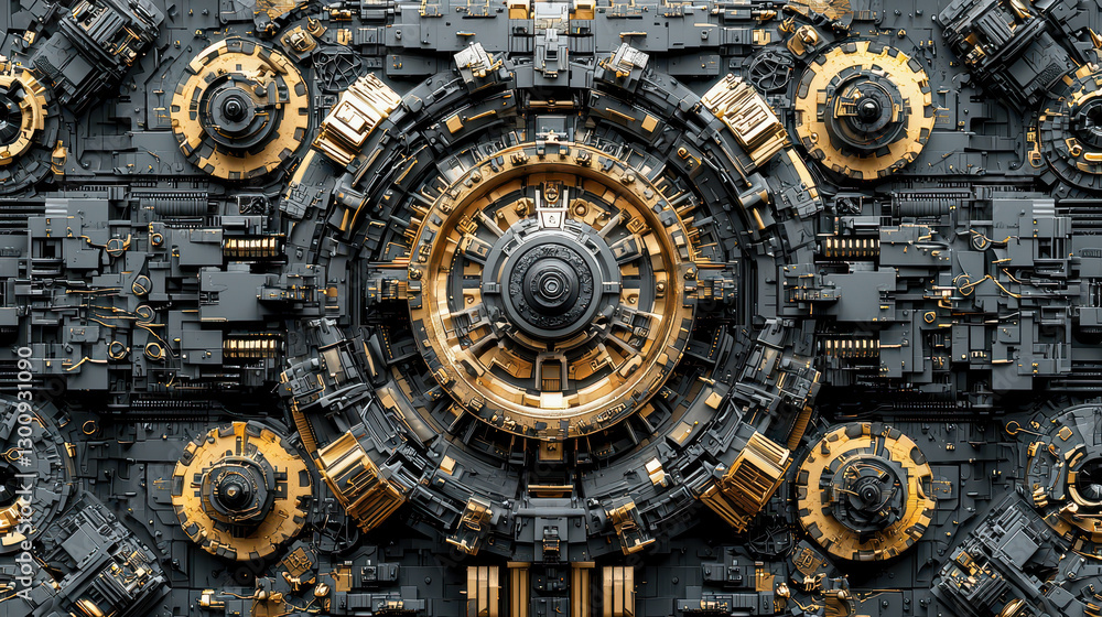 Poster futuristic 3d printer constructs tools on the martian surface with advanced technology