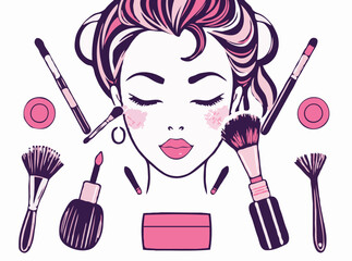 Makeup Artist Tools and Brushes Vector