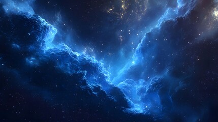 Fototapeta premium blue nebula space scene