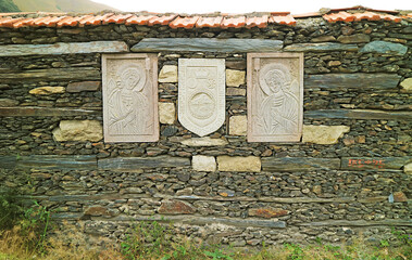 Rough Stone Block Wall of a Country House in Sno Village, Caucasus, Georgia