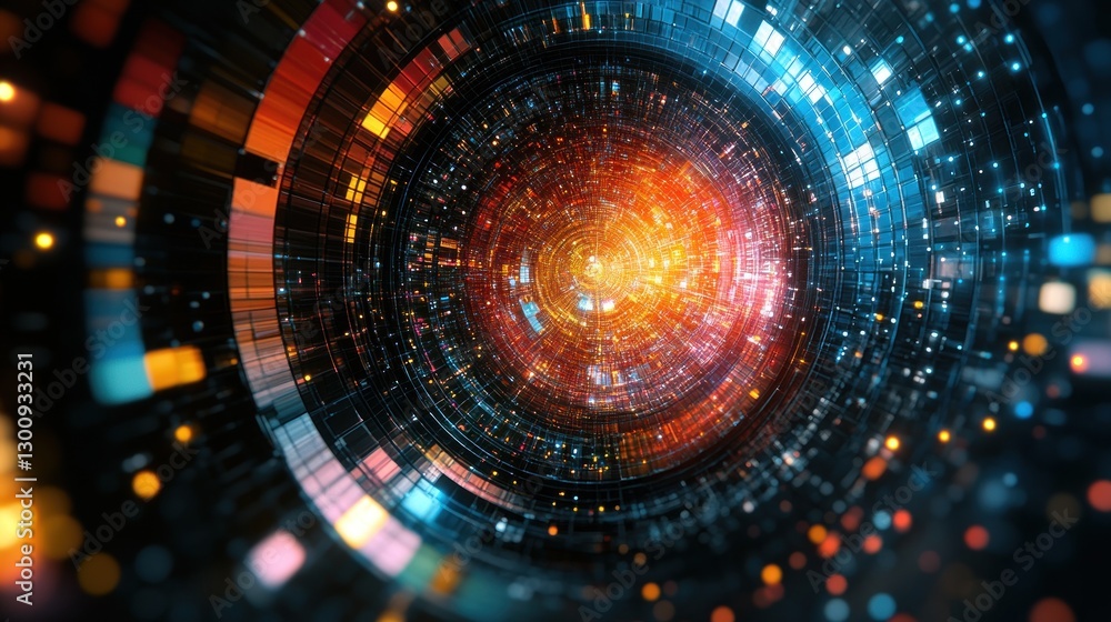 Poster abstract digital tunnel: a vortex of light and data