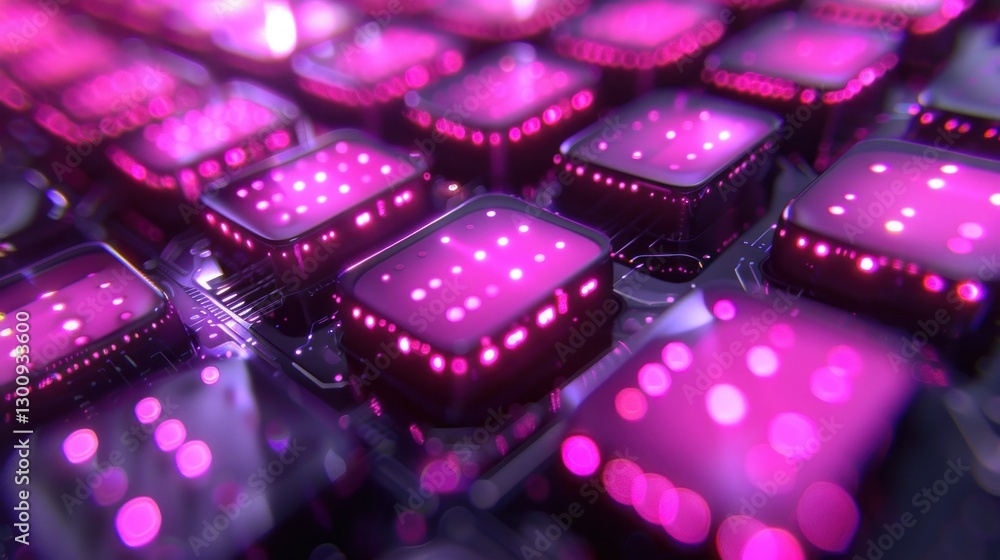 Poster abstract glowing circuit board with illuminated components
