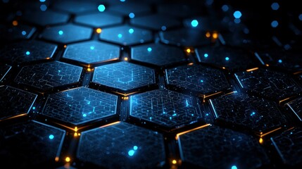 Fototapeta premium Abstract hexagon technology grid, glowing points, futuristic background
