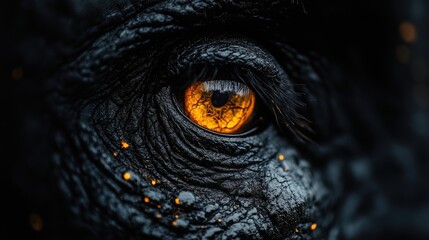 Glowing Eye, Dark Creature Close-up