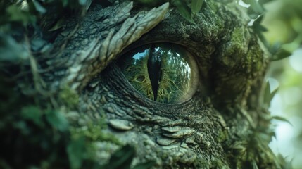 Close-up of a mystical, nature-covered eye.