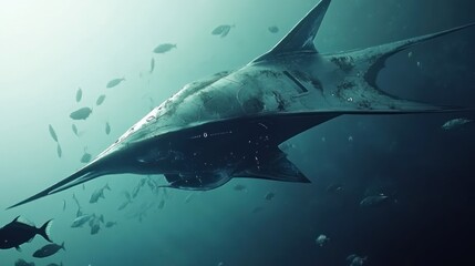 Naklejka premium Submerged Leviathan: A Futuristic Aquatic Beast