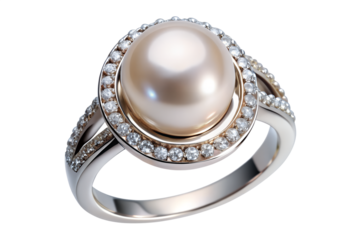 silver ring with diamonds isolated