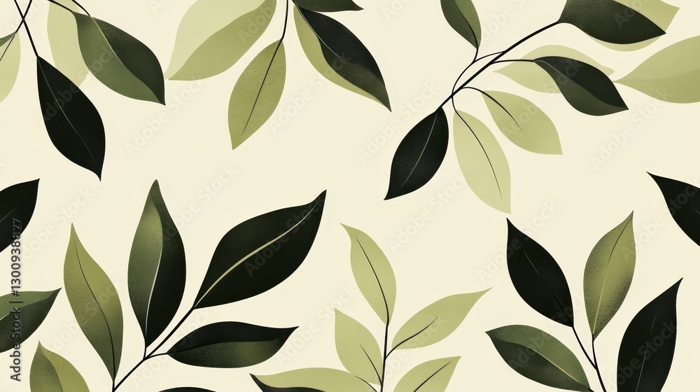 Poster verdant leaf pattern flowing across surface, representing organic botanical design suitable for text