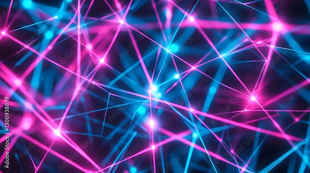 Poster abstract neon lines and nodes background