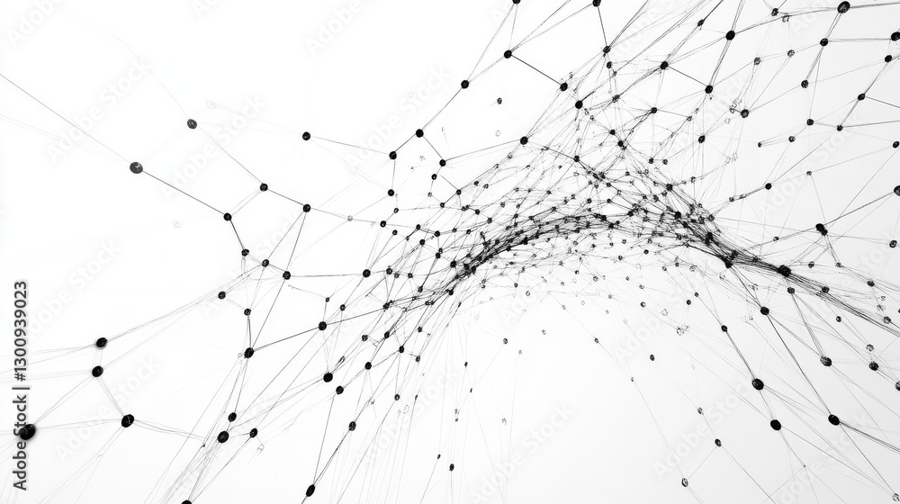Poster network of points and lines interconnecting in an abstract design