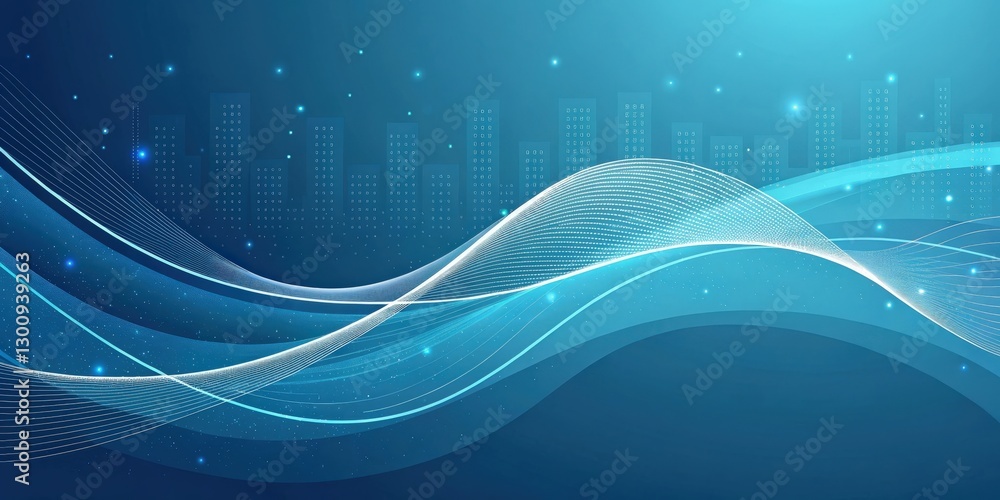 Aufkleber abstract wavy lines and data visualization on blue background