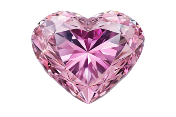A heart-shaped pink diamond, radiant and exquisite..A close-up, high-resolution image of a beautiful, heart-shaped pink diamond.