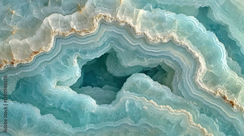 Poster polished blue agate cross section displaying intricate concentric bands, translucent layers revealin