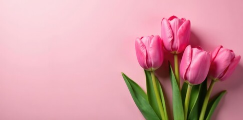Fototapeta premium Pink tulips in a simple yet elegant arrangement, tulips, fresh