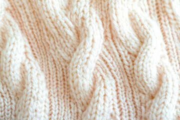 Cable Knit Comfort: A close-up view captures the intricate pattern of a cable knit textile in soft, warm hues, evoking a sense of cozy comfort and artisanal craftsmanship.