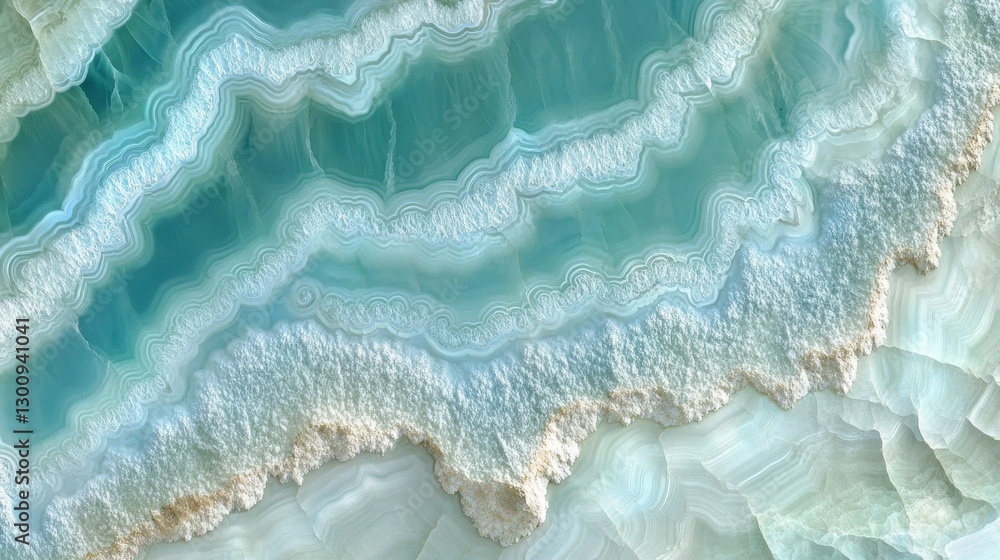 Poster light blue gemstone surface revealing concentric bands, creating mesmerizing patterns reflecting nat