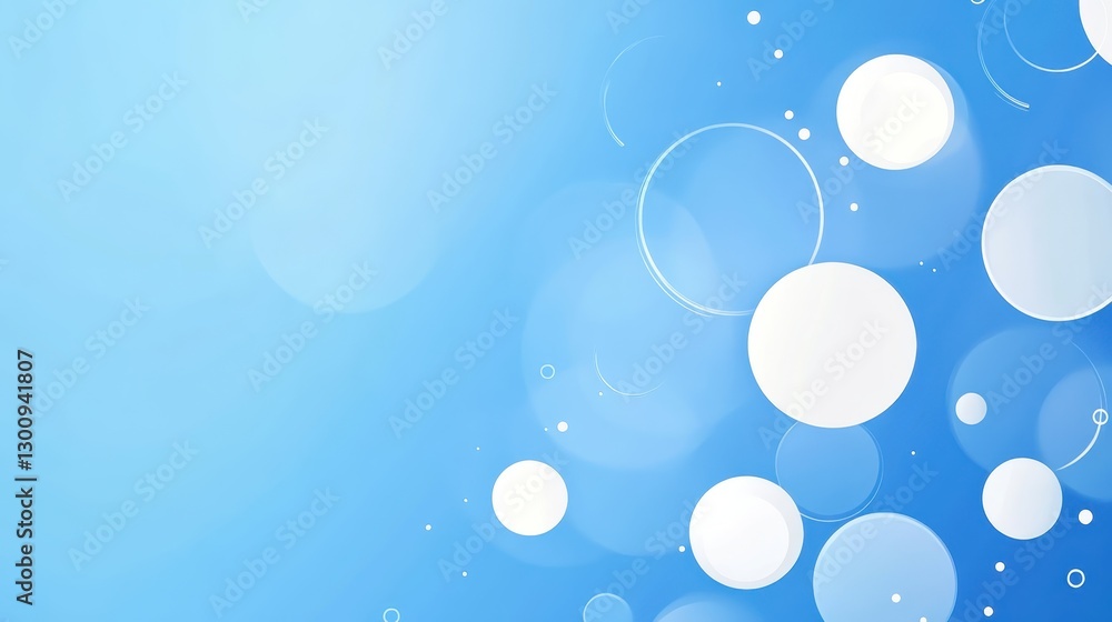 Poster soft blue gradient background featuring white circles of varying sizes, some with subtle outlines, c