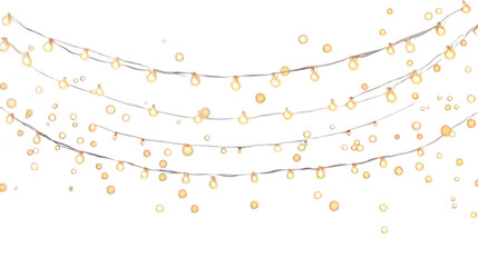 Glowing fairy lights string, isolated on transparent background