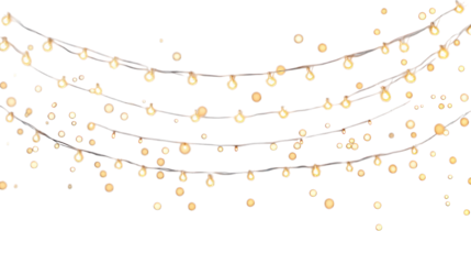 Glowing fairy lights string, isolated on transparent background