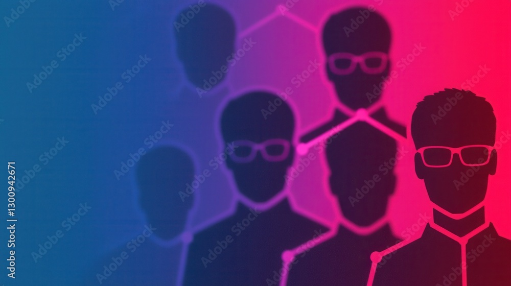 Poster organization chart infographics concept. abstract infographic of dynamic team structure with silhoue