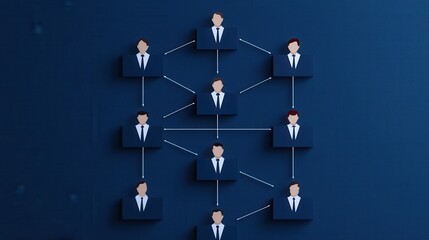 Organization chart infographics concept. Abstract Corporate Organization Chart Infographic with Geometric Shapes and Connections