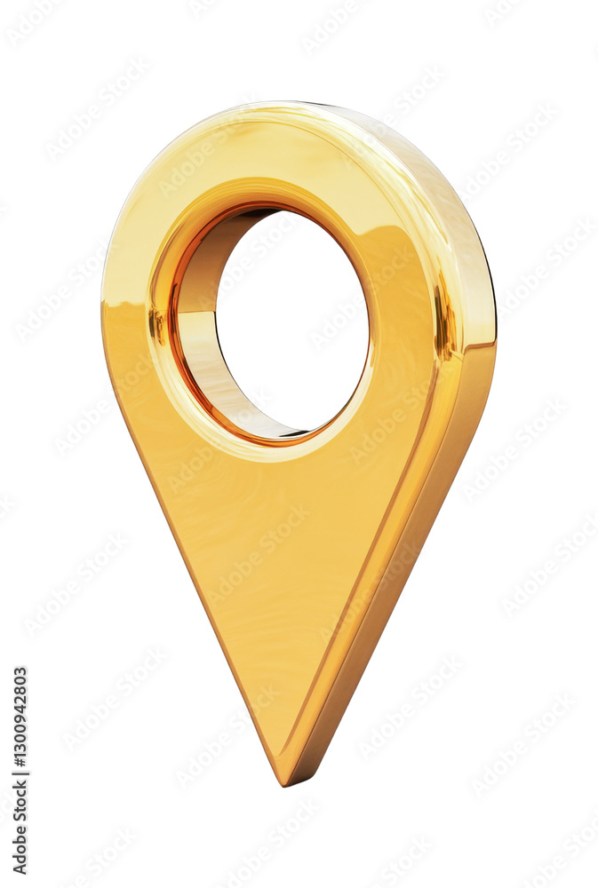 Poster golden map marker design for digital applications and location-based services, cut out