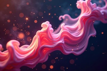 Soft and feathery tendrils of smoke curl upwards, trailing glittering sparks, whimsical, colorful smoke