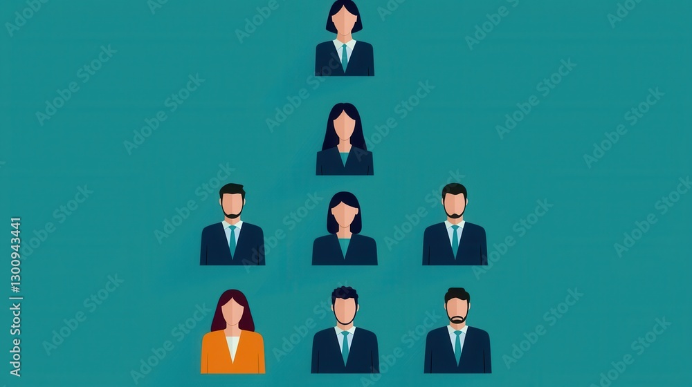 Aufkleber organization chart infographics concept. corporate chain of command hierarchical structure of busine