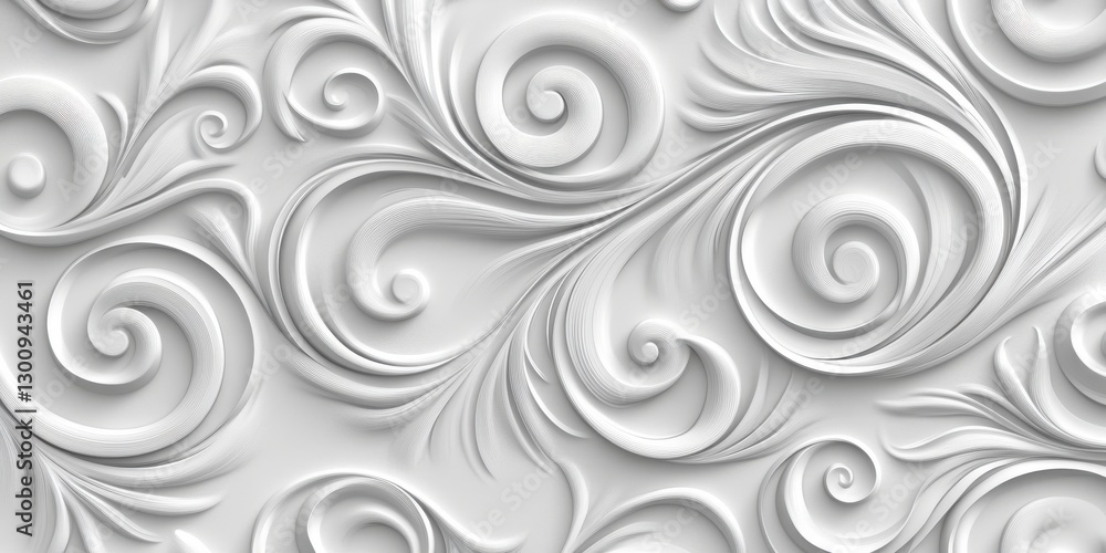 Poster a white background with a pattern of swirls and curves. the image has a serene and calming mood, as 