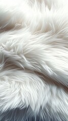 Luxurious Texture: A close-up view of soft, fluffy, ivory-colored fur, capturing the intricate details and comforting essence of luxury. 