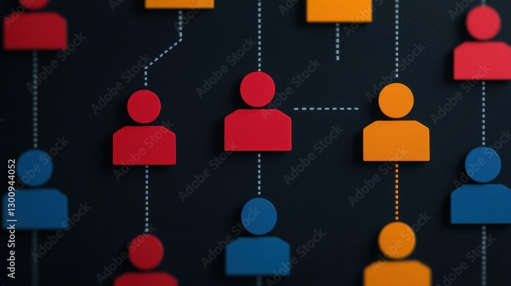 Poster organization chart infographics concept. dynamic abstract team structure infographic with flowing sh