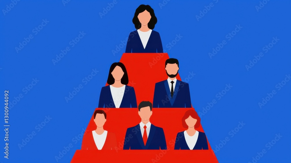 Poster organization chart infographics concept. flat design business hierarchy infographic displaying compa
