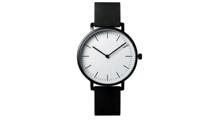 Minimalist modern wristwatch, isolated on transparent background
