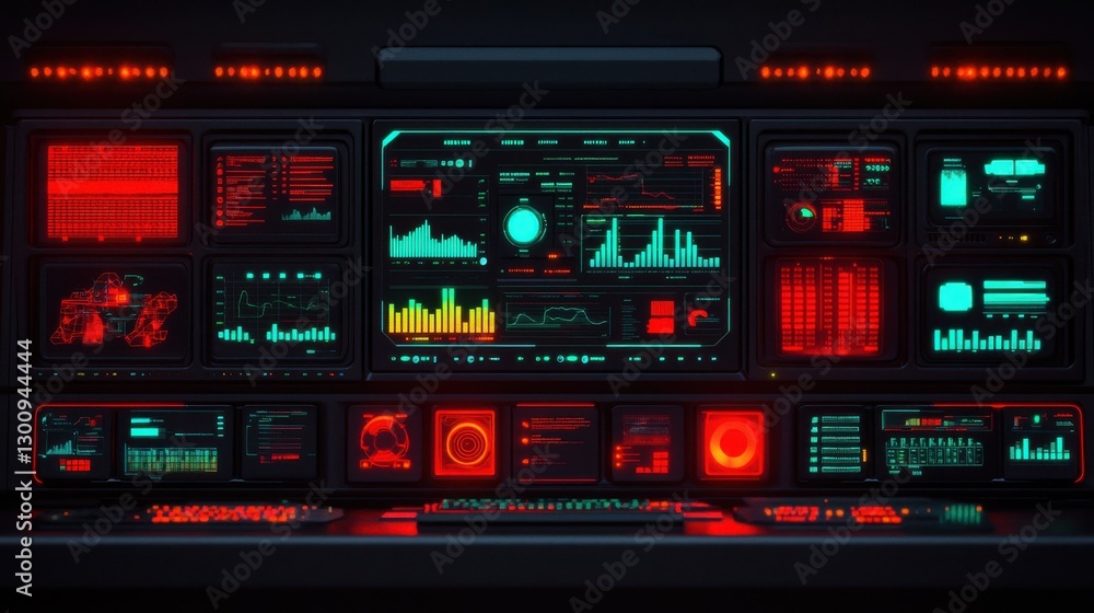 Poster organization chart infographics concept. futuristic sci fi smart data visualization dashboard with i