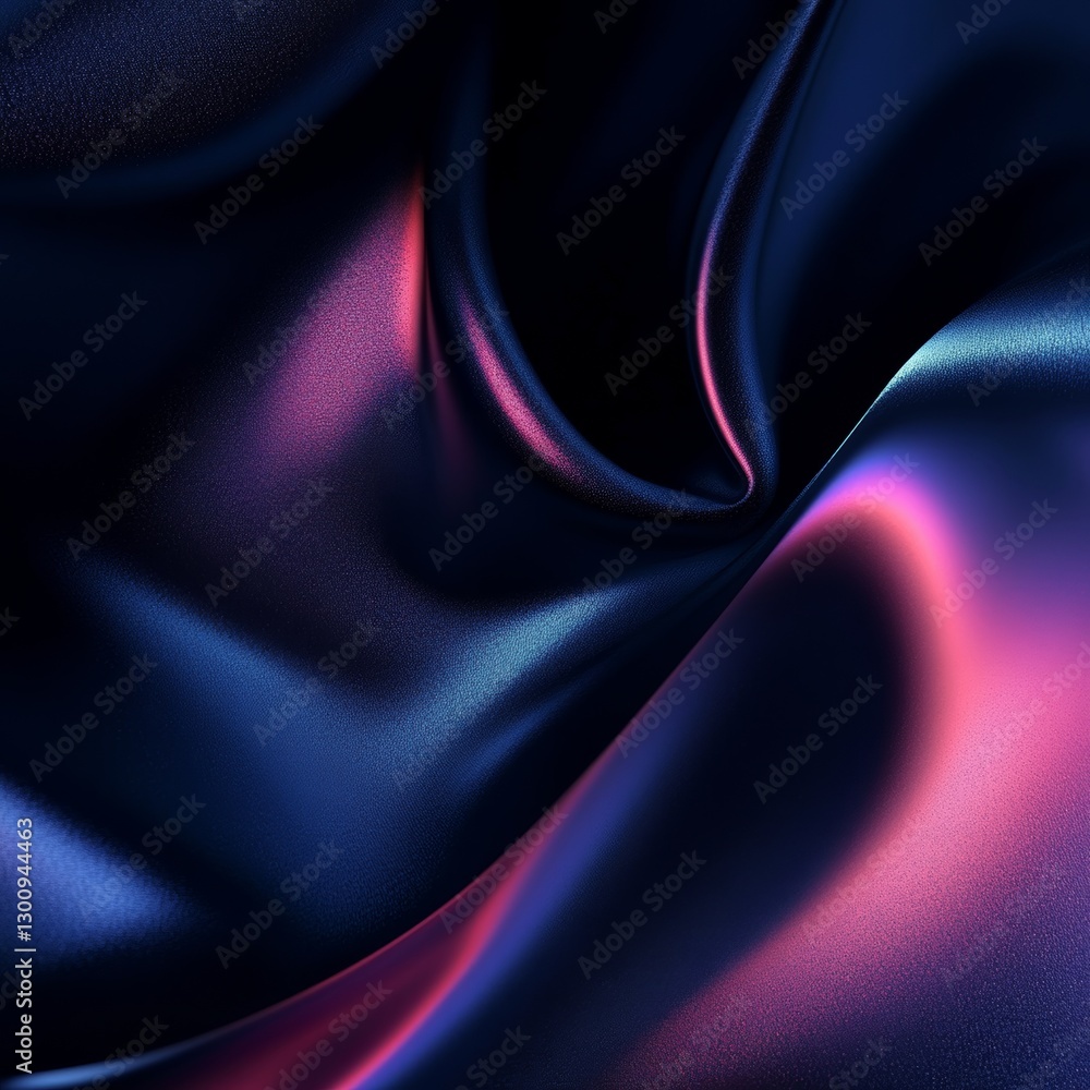 Poster luxurious dark fabric with iridescent shimmer and flowing folds: a captivating abstract texture