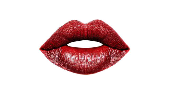 Realistic red lipstick kiss mark, isolated on white background