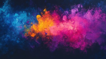 A colorful explosion of paint splatters in the sky. The colors are bright and vibrant, creating a sense of energy and excitement. The image is abstract and open to interpretation