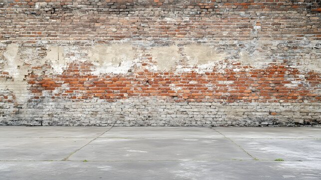old brick wall and concrete ground texture