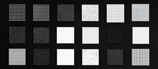 A set of pixel art squares and rectangles, white on a black background, a pixelated grid, vector graphics, a minimalistic design, a vector illustration, vector graphics, pixel-perfect, an 8-bit video 