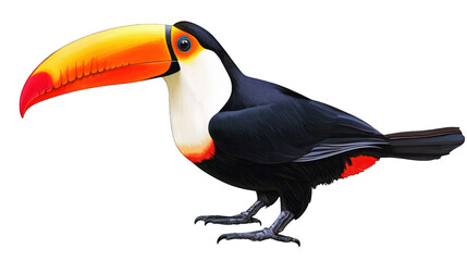 Vibrant toucan with large beak, isolated on white background