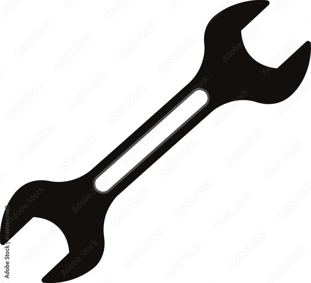 Poster black adjustable wrench in a minimalistic flat design showcasing simple shapes and clean lines in ve