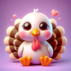 Cartoon turkey on a light purple background.