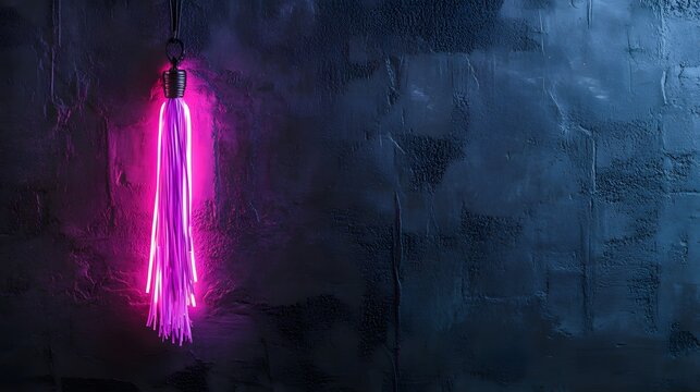 glowing pink flogger against dark concrete wall