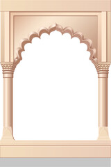 vector cartoon indian Mughal arch illustration. Oriental style hand drawn clip art isolated on transparent background.