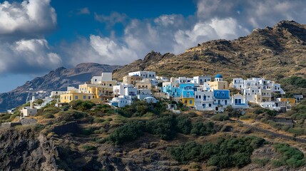 Obraz premium greek island village on hillside