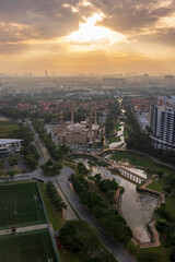 An aerial perspective reveals a mixed-use development