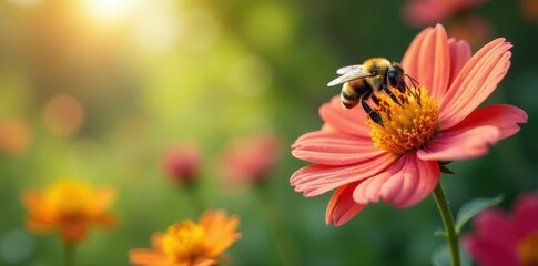 Rustic izba, vibrant spring blooms, buzzing bees , rural, spring, flora