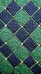 Fototapeta premium Diamond Pattern Fabric: A close-up shot captures a detailed fabric texture with a diamond pattern, showcasing a blend of textures, shades and shapes. 