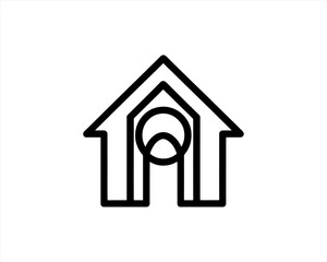 Home icon outline vector template. House line icon symbol. Thin line house logo icon.